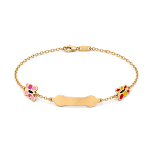 18K Gold Kids Chain Bracelet  with Colorful Butterfly