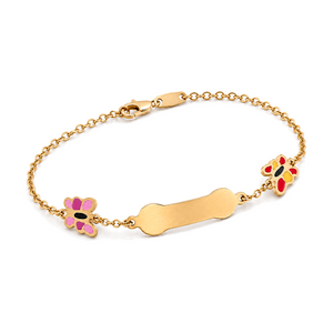 18K Gold Kids Chain Bracelet  with Colorful Butterfly