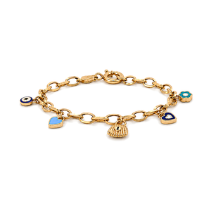 18K Gold Chain Bracelet with Oval Links Design