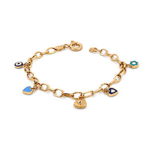 18K Gold Chain Bracelet with Oval Links Design