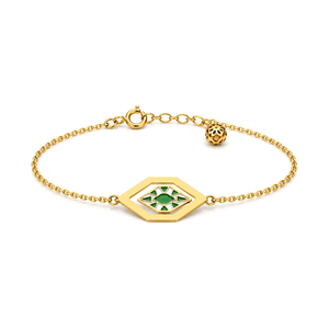 18K Gold Chain Bracelet with Color Boldness Geometric Design