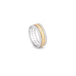 18K Gold Wedding Ring with Two Tone Paved Design