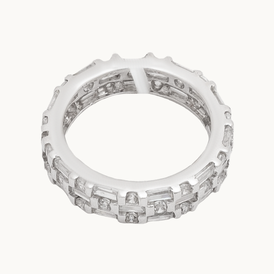 خاتم ارجين ذهب عيار 18 بفصوص لامعة