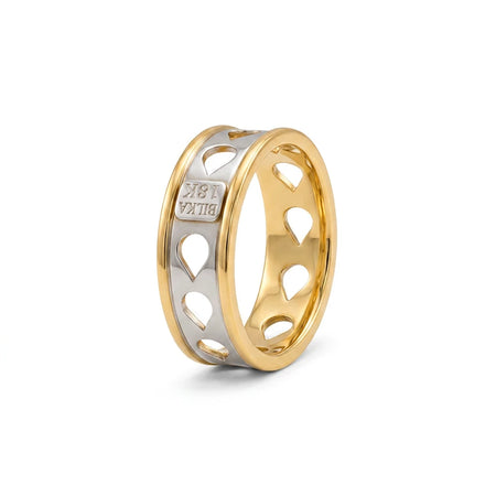 18K Gold Wedding Ring with Cheer Droplet Engraving Design