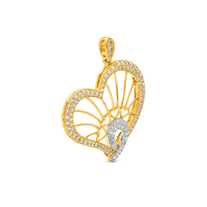 18K Gold Pendant with Heart Design
