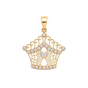 18K Gold Pendant with Crown Design