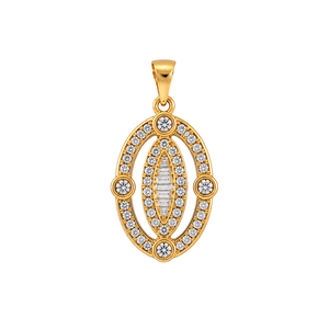 18K Gold Pendant with Double Oval Design
