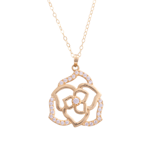 18K Gold Pendant with Rose Design