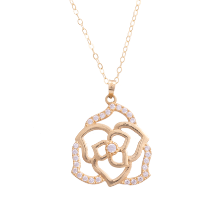 18K Gold Pendant with Rose Design
