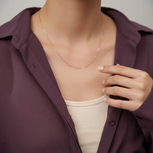 عقد عيار 18 طويل مجدول