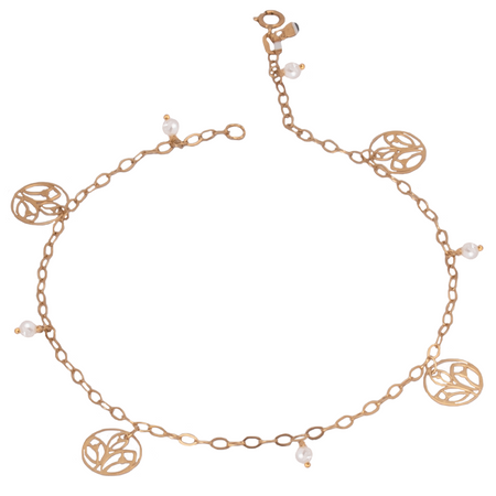 18K Gold Anklet with Mark Beauty Stones Design In Colorful