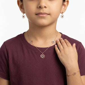 18K Gold Half Set Kids with Flower Design In Blue