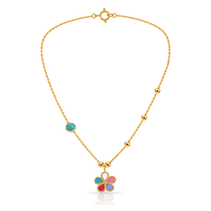 18K Gold Kids Set with Colorful Butterfly Design