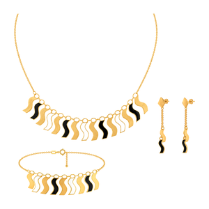 18K Gold Half Set with Amwaj Wavy Design