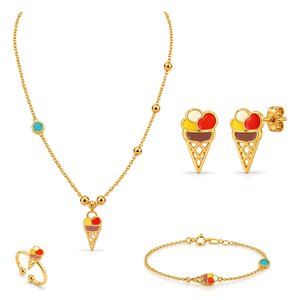 18K Gold Kids Set with Ice Cream Design
