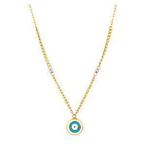 18K Gold Necklace with Enchantress Eye Design In Blue