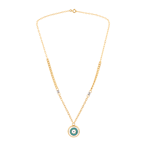 18K Gold Necklace with Enchantress Eye Design In Blue