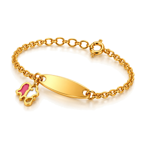 18K Gold Kids Chain Bracelet with Elephant Design