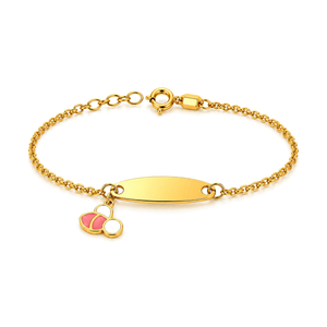 18K Gold Kids Chain Bracelet with Colorful Bee Design