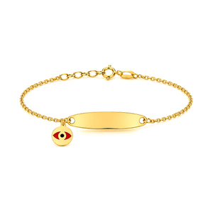 18K Gold Kids Chain Bracelet with Blue Eye Design