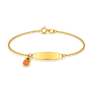 18K Gold Kids Chain Bracelet with Pineapple Design
