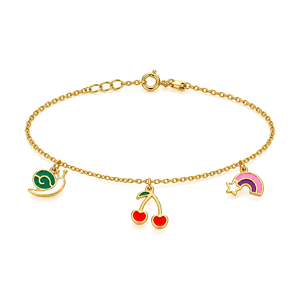 18K Gold Chain Bracelet with Happy Snail Design