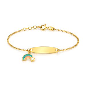 18K Gold Kids Chain Bracelet with Colorful Rainbow Design