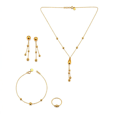 21k gold dangling ball set