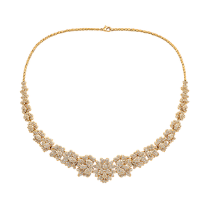 18K Gold Set Sunflower with Harmonious Floral Engravings