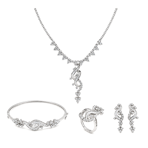 18K White Gold Set Basant, with A Decorative Design