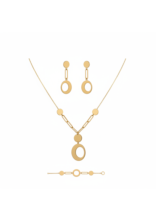 طقم كسوف ذهب عيار 18 بلمسة هندسية عصرية