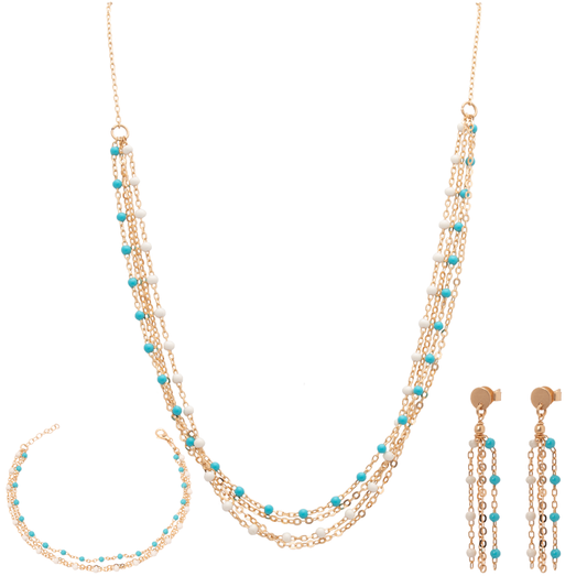 " شبكه الحظ " نصف طقم ذهب عيار 18 بفصوص لامعة