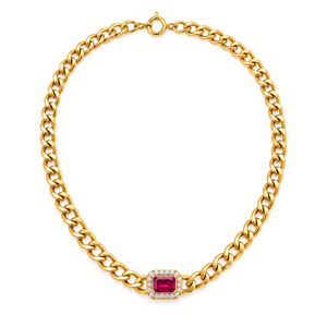 18K Gold Set with Red Stone Design