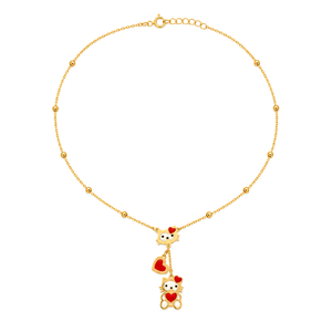 18K Gold Kids Set with Playful Cat Design
