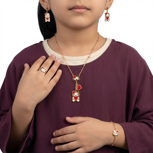 طقم قطط تمرح ذهب أطفال عيار 18