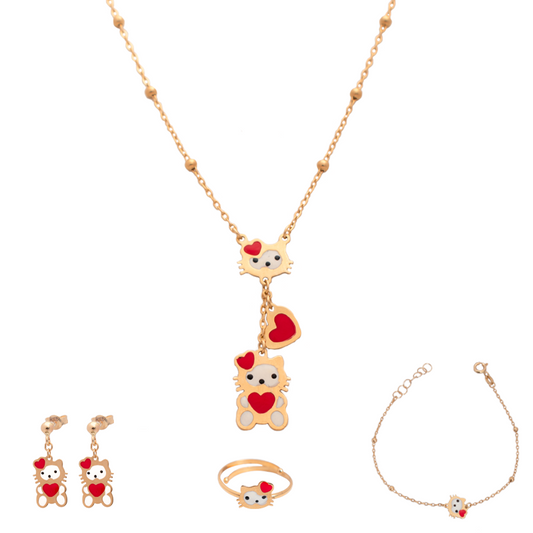 طقم قطط تمرح ذهب أطفال عيار 18