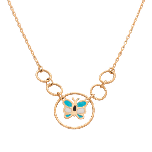 طقم الفراشة الملونة ذهب أطفال عيار 18