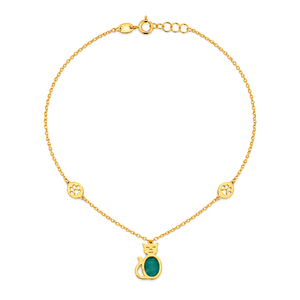 18K Gold Kids Set with Cat Design