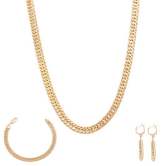 نصف طقم ذهب عيار 18 بحلقات متشابكة