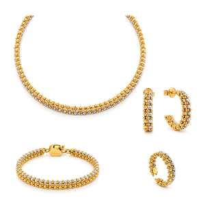 18K Gold Elegant Choker Set with Double Shiny Bezel