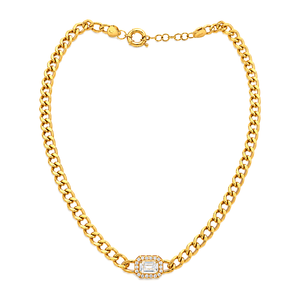 18K Gold Set, Wide Circles with Square Stone
