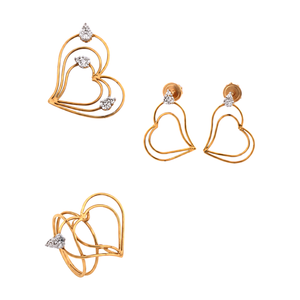 18K Gold Set with Heart Design