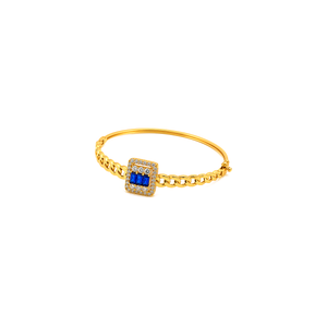 18K Gold Half Set with Color Design In Blue