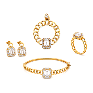 18K Gold Half Set with Jarat Al Qamar Modern Design