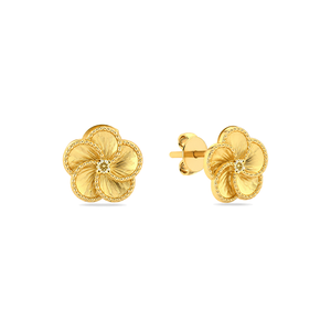 18K Gold Earrings with Flower Design