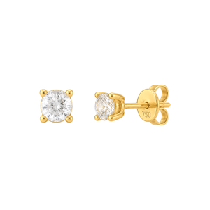 18K Gold Earrings with Square Charm Design