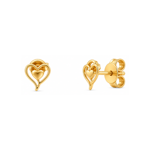18K Gold Earrings with Large Heart Design