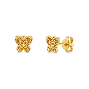18K Gold Earrings with Ornate Butterfly Design