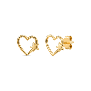 18K Gold Earrings with Heart Design