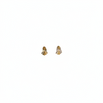 Small decorative 18K gold earrings by Ghamieh featuring intricate design details.
